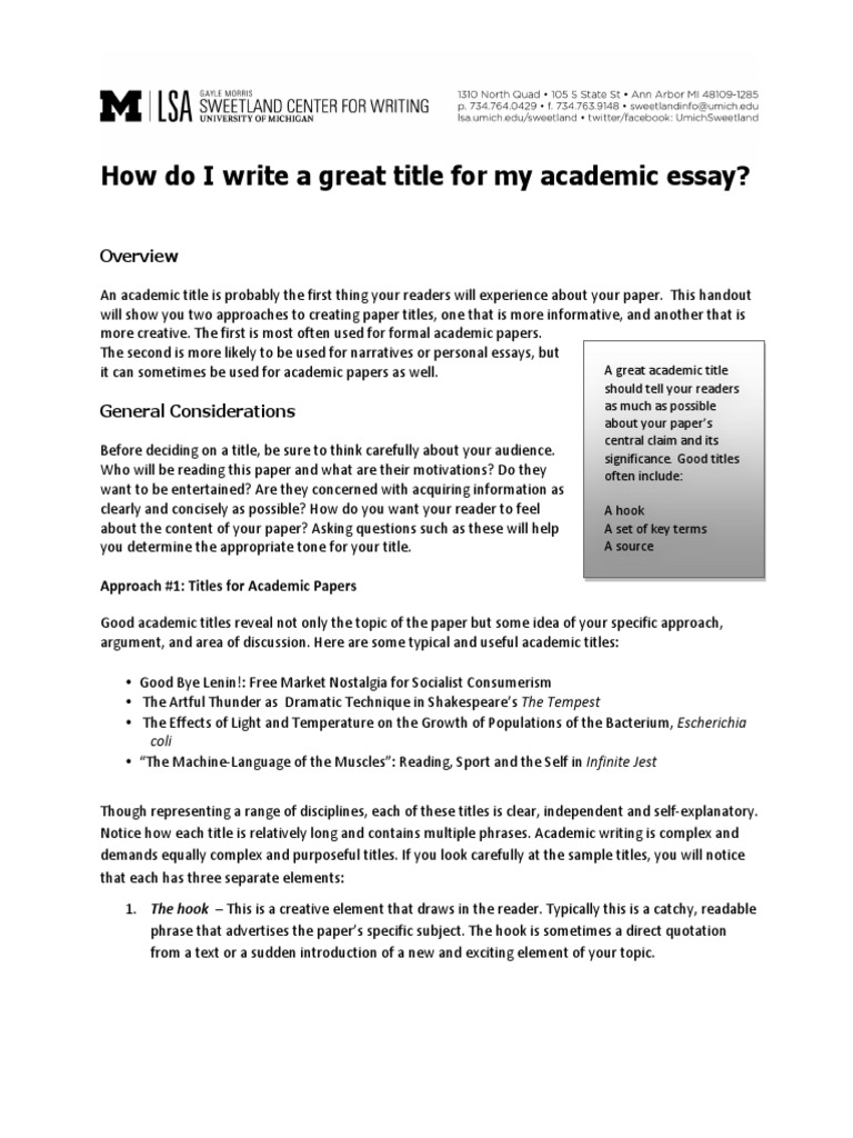 How to Write an Essay Title